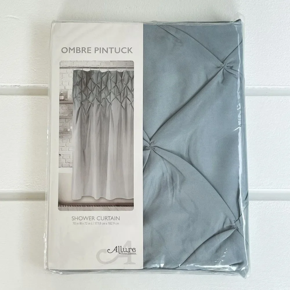 Allure Home Creation Gray Ombre Pintuck Shower Curtain Size 70